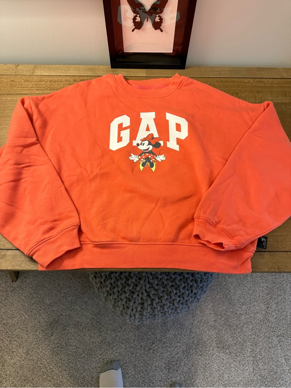 GAP x Disney Minnie Mouse Orange Crewneck Sweater - Woman’s Cut